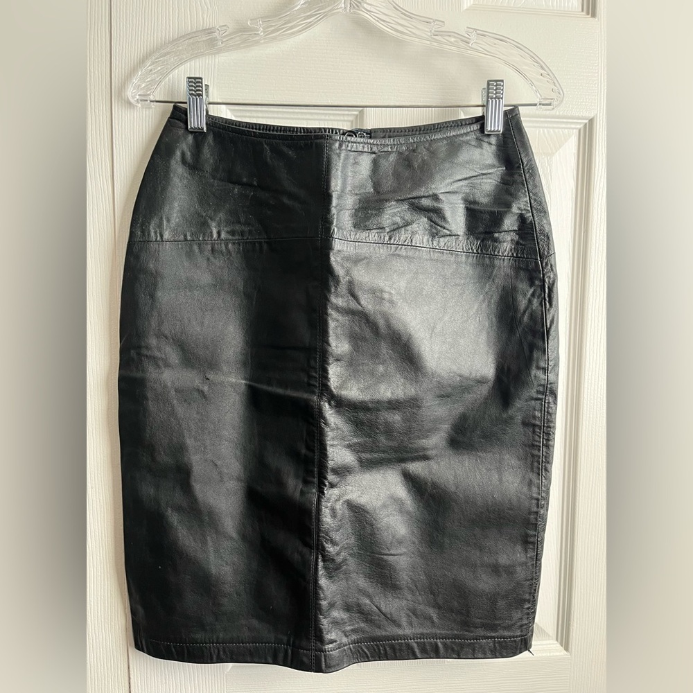 Vintage Limited Express Black Leather Pencil Skirt Size 7